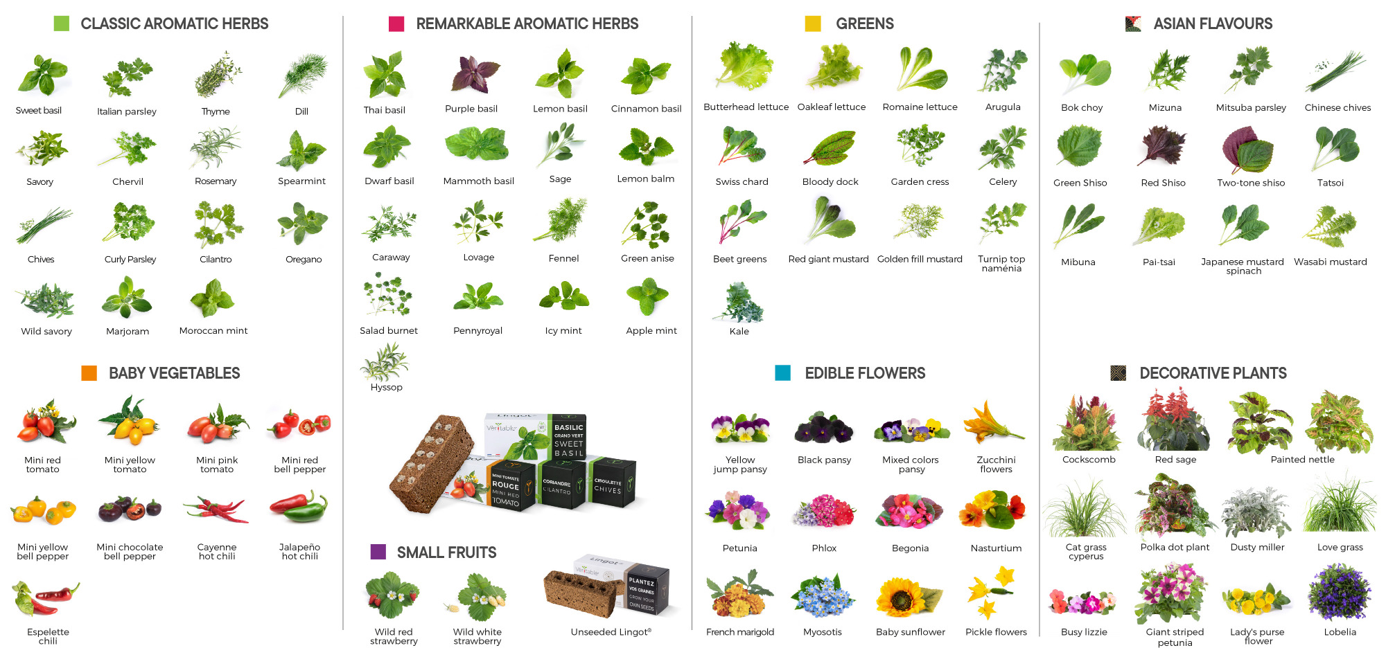 All plant varieties available at Véritable