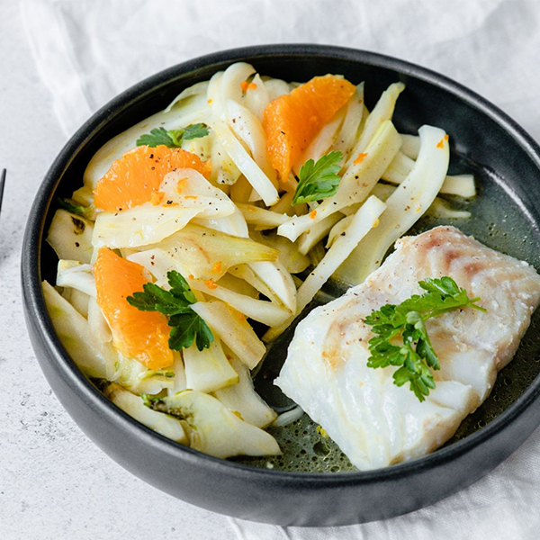 Fillets of pollock with sweet and sour fenell​