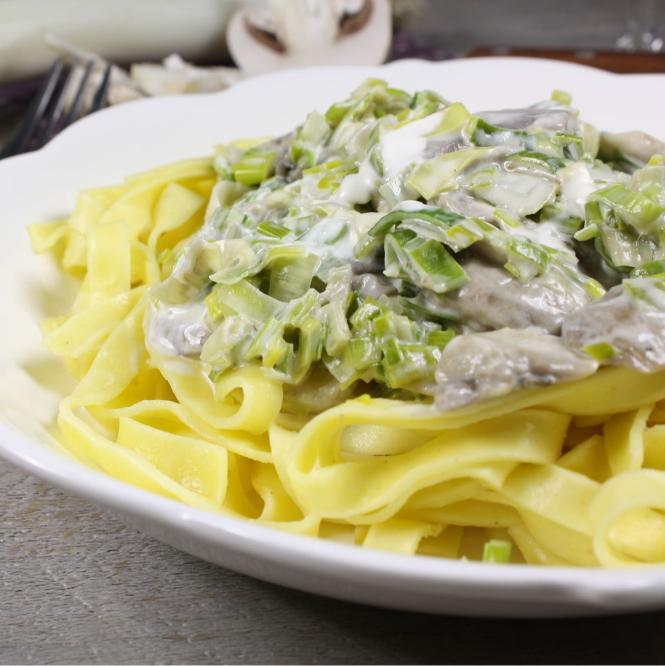 Tagliatelle with leek