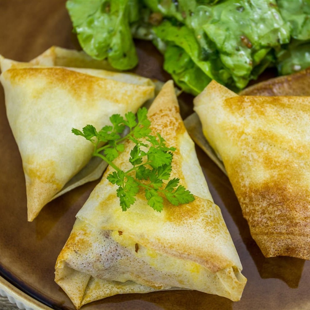 Apple & Reblochon Brick Pastries with Batavia Lettuce