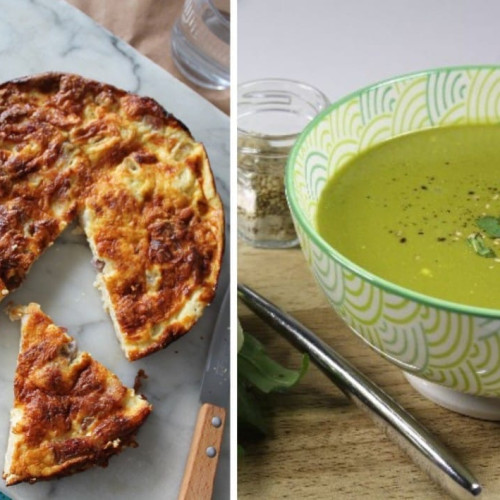 Recette facile de velouté de courgette à la ciboulette et quiche sans pâte