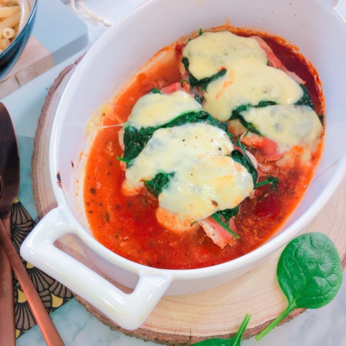 Recette facile d'escalope à l'italienne accompagnée de pâtes fraîches au thym