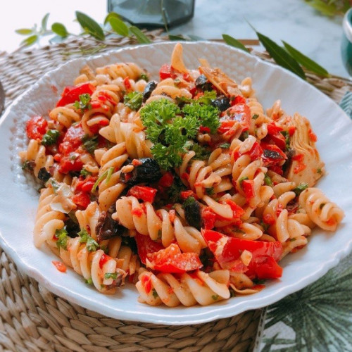 Recette facile de fusilli aux artichauts et poivrons grillés au persil